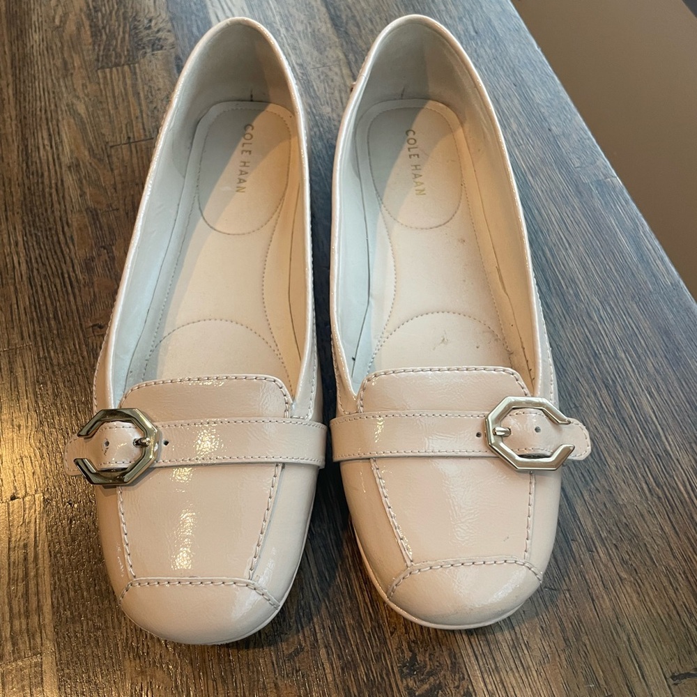 Cole Haan Blush Ballet Flats Patent Leather Classic Buckle - size 8